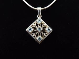 .925 Sterling Silver Topaz Pendant Necklace