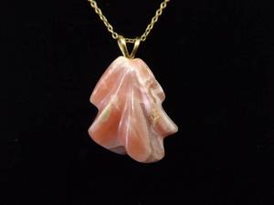 lot 57 image: .925 Sterling Silver Carved Rhodochrosite Vermeil Pendant Necklace