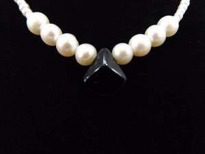 lot 58 image: .925 Sterling Silver Authentic Pearl and Onyx Pendant Necklace