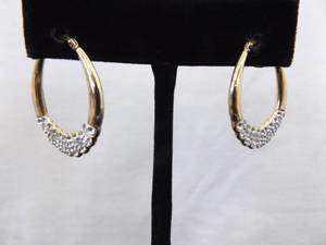 lot 74 image: .925 Sterling Silver Crystal Vermeil Hinged Latch Hoop Earrings