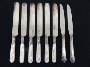 lot 83 image: Lot of 8 Sterling Silver .925 Handled Mother of Pearl etc. Knives