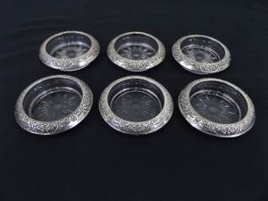 lot 85 image: Lot of 6 Sterling Silver .925 Rimmed Coasters