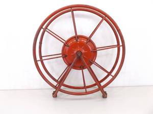 lot 2 image: Antique Dixon Metal Fire Hose Holder Reel