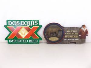 lot 29 image: Dos Equis Metal Alcohol Advertising Sign and Seagrams Alcohol Advertising Sign