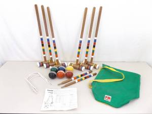 lot 47 image: COMPLETE Like New Vintage Croquet Set