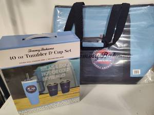 lot 50 image: Tommy Bahama Soft Side Cooler & Tumbler Set New
