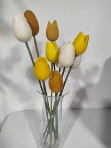 lot 86 image: Wooden Flowers in Glass Vase