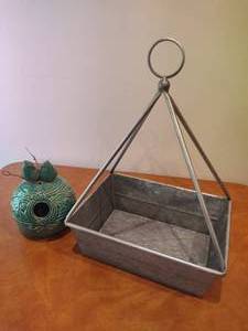 lot 99 image: Ceramic Bird House and Metal Hanging Decor