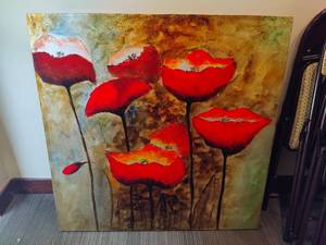 lot 118 image: Large Floral Canvas Wall Art