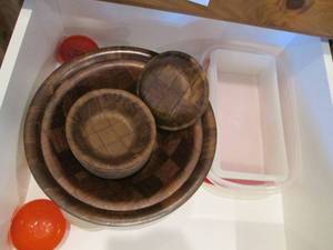 lot 155 image: Patchwork wood mixing and salad bow...