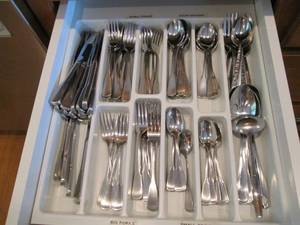 lot 166 image: Large flatware set in divided Silve...