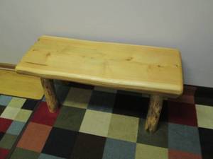 lot 227 image: Cut Wood log entry bench approx 36i...