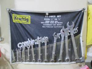 lot 265 image: Kraftig 11pc SAE box wrench set wit...