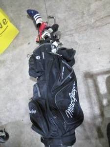 lot 291 image: MacGregor golf bag with misc golf c...