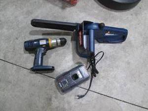 lot 294 image: Ryobi 18v cordless chainsaw and dri...