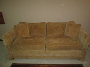 lot 12 image: Neutral Tone upholstered 2-cushion ...