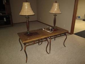 lot 57 image: Matching pair of metal framed stone...