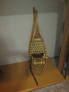 lot 72 image: Vintage Wood and leather snow shoes...