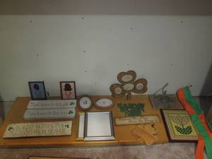 lot 77 image: Variety of embroidered wall decor, ...