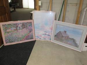 lot 110 image: Metal framed floral wall art approx...