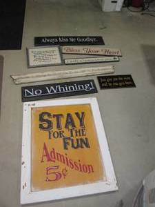 lot 111 image: Variety of Wood wall decor signs an...