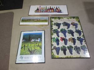 lot 112 image: Collection of Wine themed framed wa...
