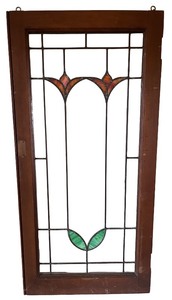 lot 11A image: Vintage Stained Glass Panel with Wooden Frame