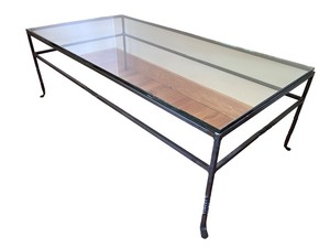 lot 13 image: Rectangular Glass and Metal Coffee Table