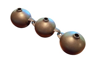 lot 24 image: Studio Art Pottery Walnut Brown Linked Trio Vase Set
