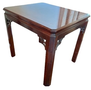 lot 25 image: Wooden Square Accent Table with Decorative Inlay