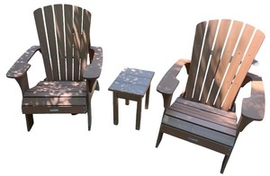 lot 29 image: Set of 2 Adirondack Patio Chairs with Matching Side Table
