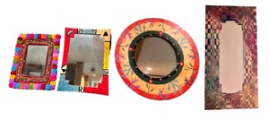 lot 47 image: Set of 4 Decorative Mirrors with Vibrant Artistic Frames