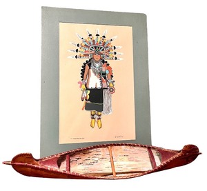 lot 48 image: Indigenous Art Collection Painting and Birchbark Canoe