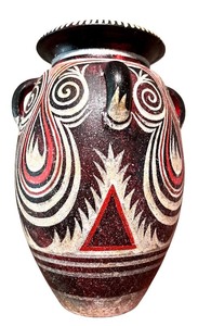 lot 51 image: Decorative Greek Pottery Style Vase with Tribal Motif