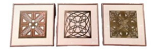 lot 54 image: Set of 3 Geometric Metal Wall Art Panels in Copper Frames