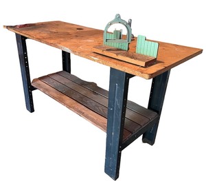 lot 88 image: Vintage Workbench with Wood Vice and Angle Cutting Guide