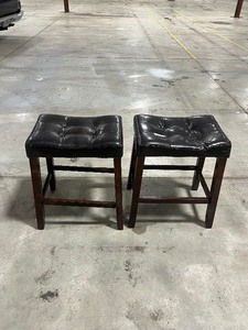 lot 82 image: 2 LEATHER STOOLS