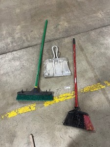 lot 141 image: 2 BROOMS  1 DUST PAN