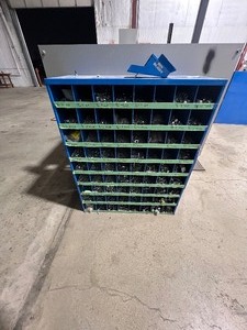 lot 178 image: FASTENAL 72 CUBBY SAE BOLT BIN FULL OF BOLTSNUTSWASHERS