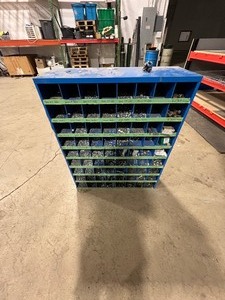 FASTENAL 72 CUBBY METRIC BOLT BIN FULL OF BOLTS/NUTS/WASHERS