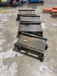 lot 201 image: HEAVY DUTY 4 WHEEL STEEL CARTS USED FOR PONTOON WINTER STORAGE