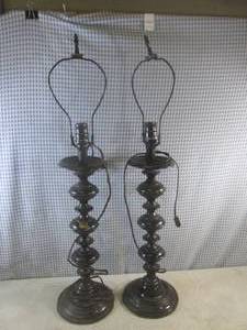 lot 20 image: (BS) Pair of Vintage Metal Table La...
