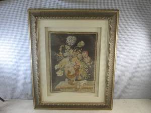 lot 41 image: (A-4) Vintage Framed Needlepoint Ta...