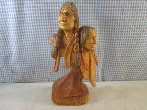 lot 120 image: (CNTR) Hand-Carved Wooden Native Am...