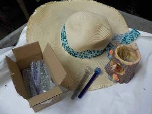 lot 159 image: Sun Hat, Waterers, and Hanging Pot...
