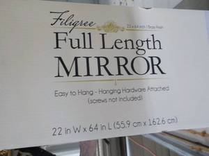 lot 201 image: Filigree Full Length Mirror Brass F...