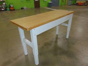 lot 8 image: Adjustable Height Steel  Bench with Wood Top 27x72 Inch