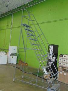 lot 41 image: Tri Arc 12 Step Rolling Ladder Height (Inch) 156