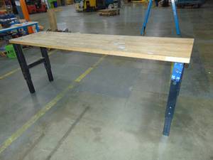 lot 63 image: Gladiator 25x96 Inch Adjustable Height Heavy Duty Workbench With 1 Shelf