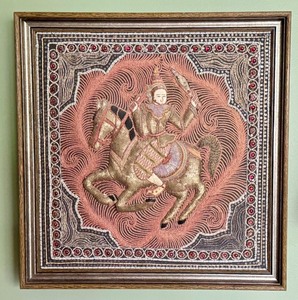 lot 15 image: Framed Relief Embroidery from Indonesia Ethnic